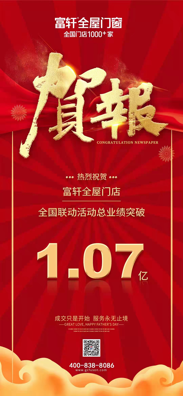 榮耀收官|(zhì)富軒全屋門窗新品狂歡節(jié)，創(chuàng)下1.07億斐然業(yè)績！